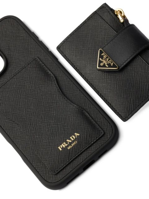 Prada Saffiano leather iPhone 16 Pro Max case - Black