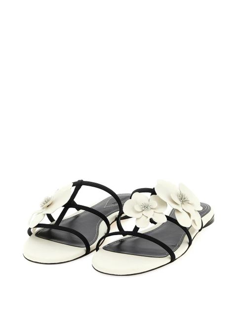 ZIMMERMANN grosgrain flower leather slides - White