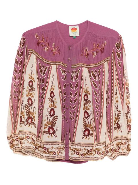 FARM Rio floral embroidered shirt - Purple - zdjęcie produktu nr 1