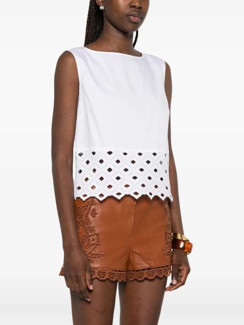 Max Mara BCHMAGGIO broderie-anglaise-detail top - White