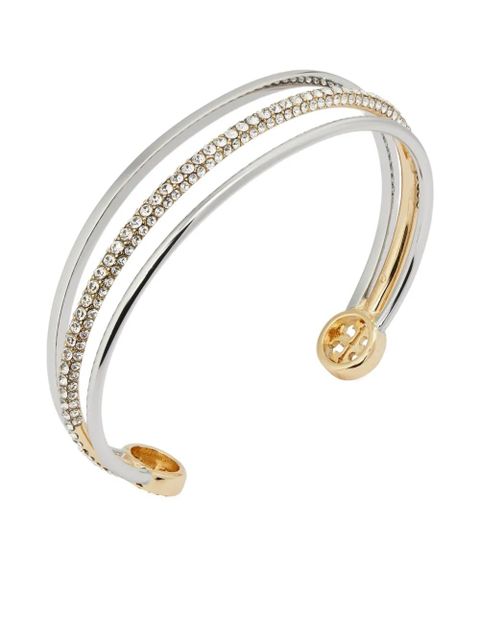 Tory Burch Icon Mixed pavé cuff bracelet - Silver