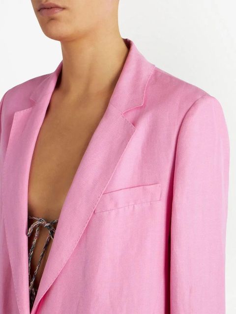ETRO button-fastening linen-silk blazer - Pink