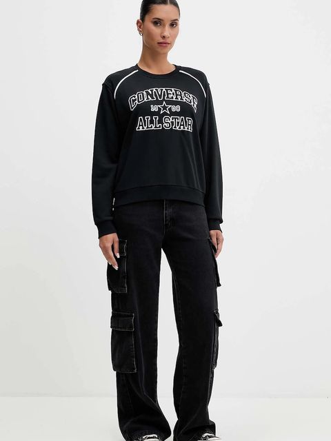 Converse bluza damska kolor czarny z aplikacją CVW5K257