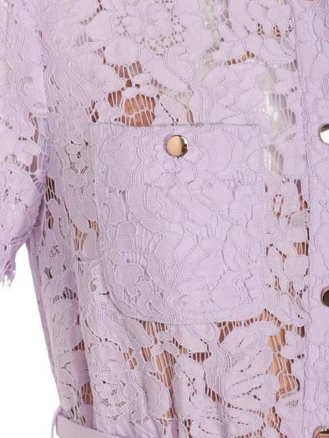 Self-Portrait lace button-up midi dress - Purple
