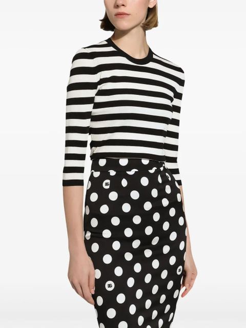 Dolce & Gabbana striped cropped jumper - White