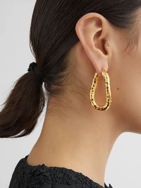 Jil Sander hammered hoop earrings - Gold