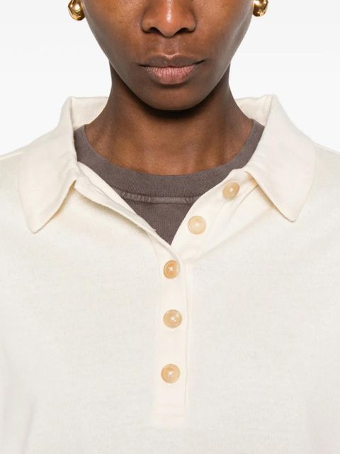 KHAITE Faithful polo top - Neutrals