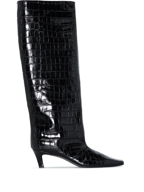 TOTEME The Wide Shaft croc-effect boots - Black - zdjęcie produktu nr 1
