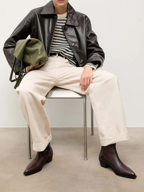 Answear.LAB botki skórzane kolor brązowy na słupku - zdjęcie produktu nr 1