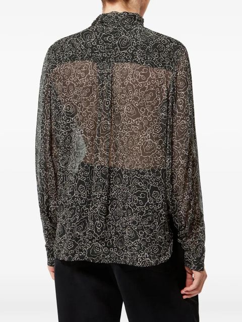 MARANT ÉTOILE pussy-bow print leona top - Black