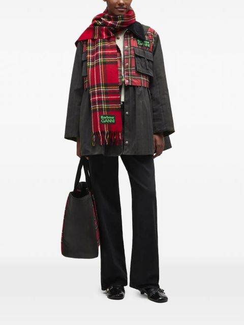 GANNI x Barbour tartan fringed scarf - Red - zdjęcie produktu nr 2