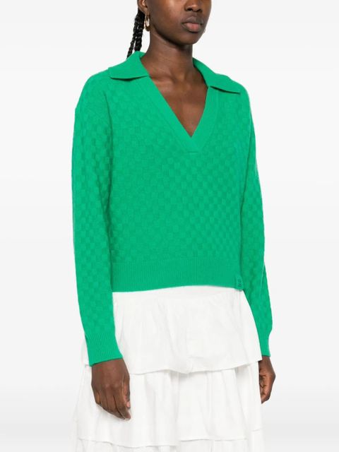 SANDRO textured V-neck sweater - Green
