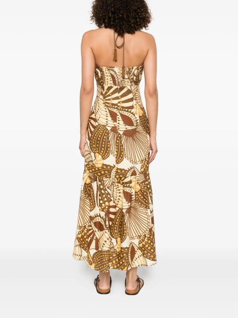 FARM Rio Shell Mix midi dress - Brown