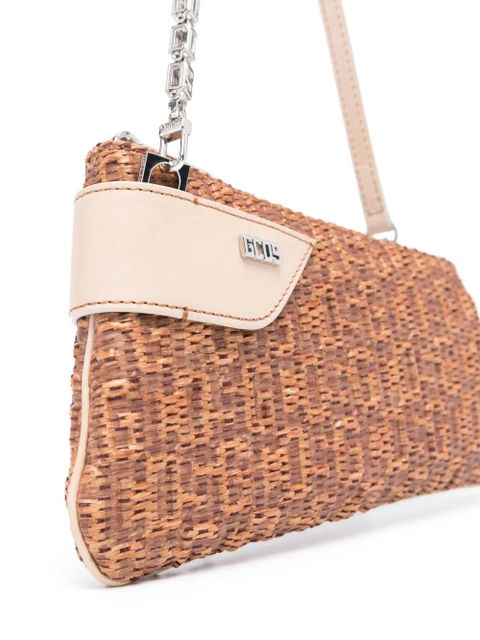 GCDS Comma Notte raffia shoulder bag - Brown