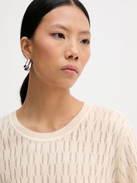 Patrizia Pepe sweter z dodatkiem wełny damski kolor beżowy lekki 8K0377 K307