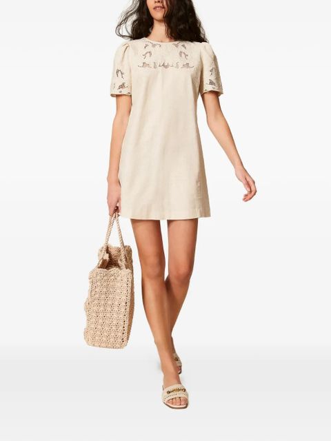 TWINSET embroidered mini dress - Neutrals - zdjęcie produktu nr 2