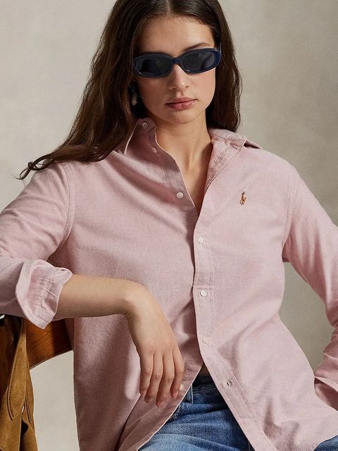 Polo Ralph Lauren koszula bawełniana damska kolor różowy relaxed z kołnierzykiem klasycznym 211970736