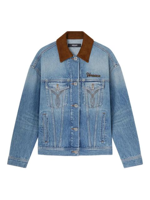 Versace buttoned collar denim jacket - Blue - zdjęcie produktu nr 1