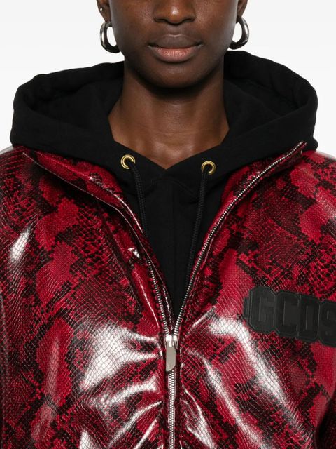 GCDS snakeskin-effect faux-leather jacket - Red