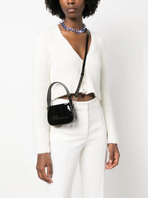 Blumarine crystal-embellished logo mini bag - Black