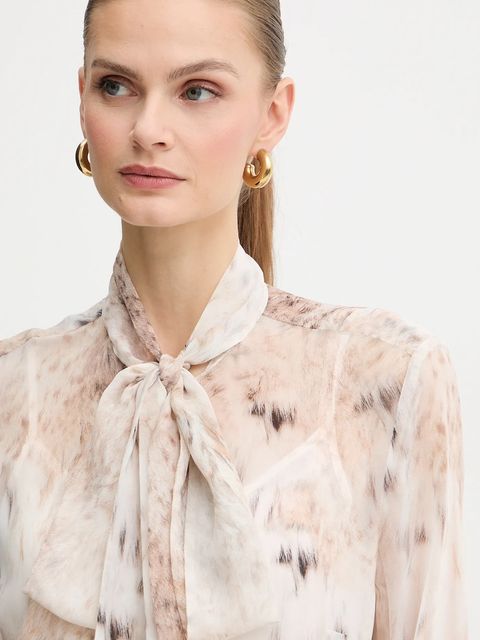 Marciano by Guess koszula VERITY damska kolor beżowy regular z wiązanym dekoltem 5BGH14 7310A