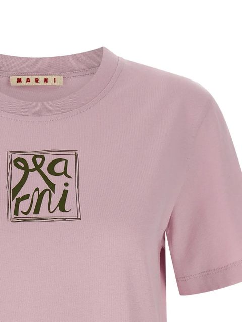 Marni logo-print crew neck T-shirt - Pink