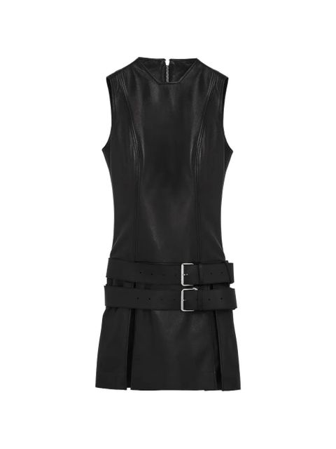 Alexander McQueen buckled pleated leather mini dress - Black - zdjęcie produktu nr 1
