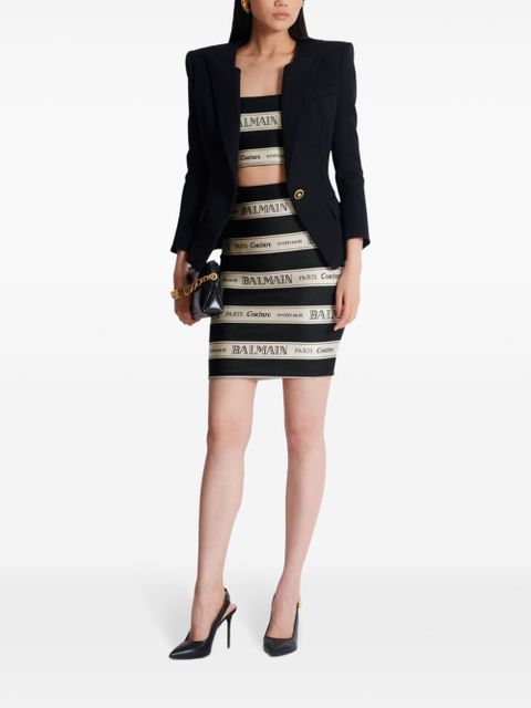 Balmain ribbon-jacquard crop top - Black