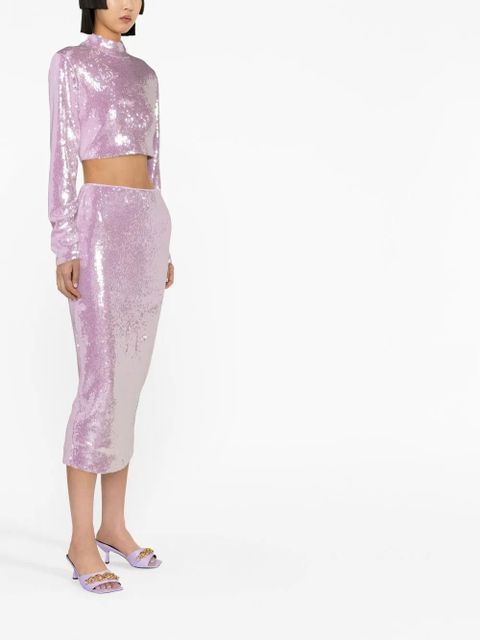 ROTATE BIRGER CHRISTENSEN sequin-embellished crop top - Purple