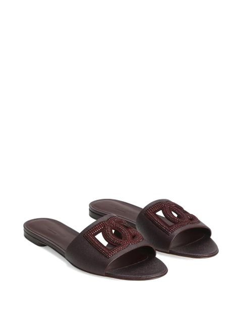 Dolce & Gabbana logo-appliqué leather sandals - Brown - zdjęcie produktu nr 2