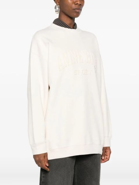 ANINE BING embroidered-logo sweatshirt - Neutrals
