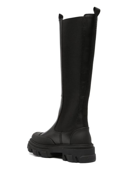 GANNI knee-high leather boots - Black