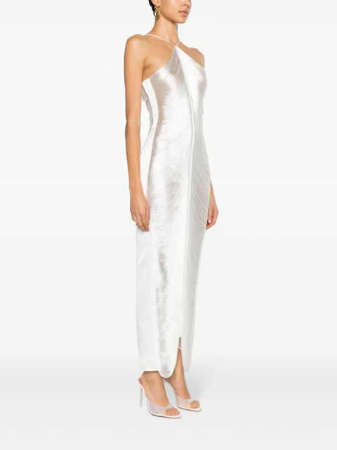 Cult Gaia Renata halterneck fringed gown - White
