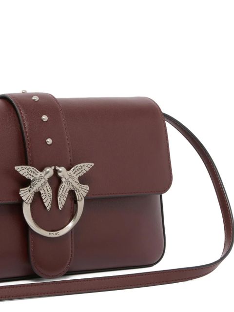 PINKO medium Love studded bird leather shoulder bag - Brown