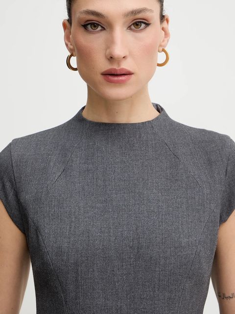 Bardot sukienka kolor szary mini rozkloszowana 59329DB3