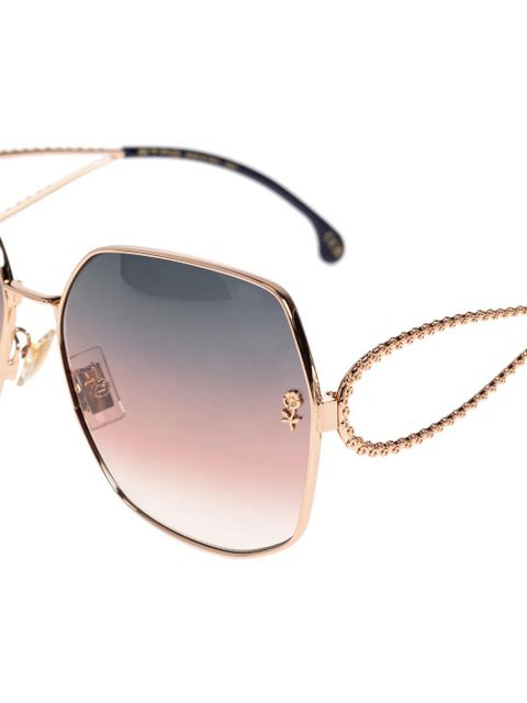 ETRO floral-detail geometric-frame sunglasses - Gold