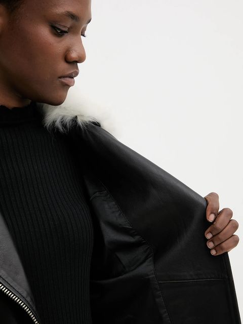 AllSaints ramoneska skórzana VENDRA kolor czarny przejściowa oversize W021LD