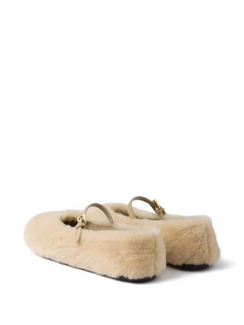 Prada shearling ballet flats - Neutrals - zdjęcie produktu nr 2