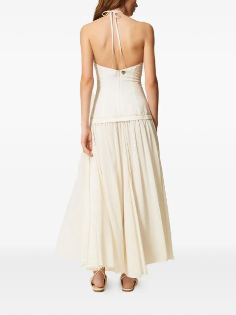 TWINSET embroidered halterneck dress - Neutrals