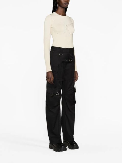 Marine Serre rib-knit long-sleeve top - Neutrals