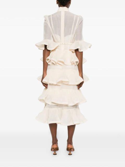 ZIMMERMANN ruffled layered midi dress - Neutrals