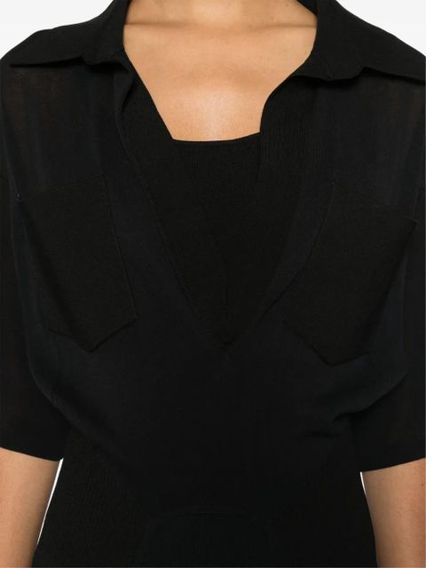 Victoria Beckham panelled knitted maxi dress - Black