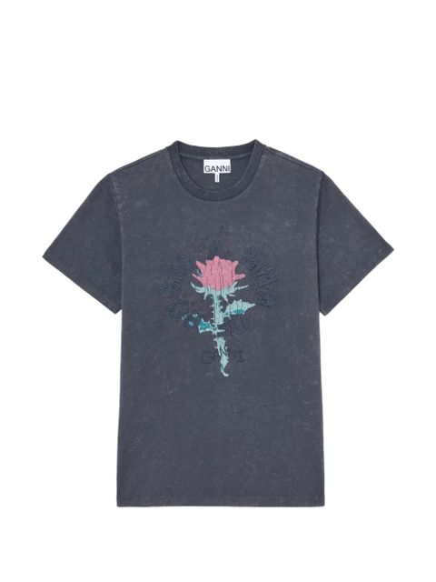 GANNI floral-print crew-neck T-shirt - Grey - zdjęcie produktu nr 1