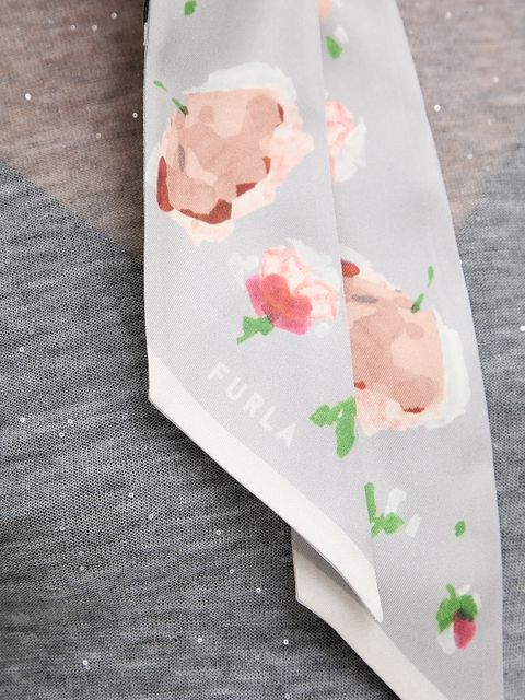 Furla apaszka jedwabna damski kolor szary wzorzysta WT00022.BX3856.3389S