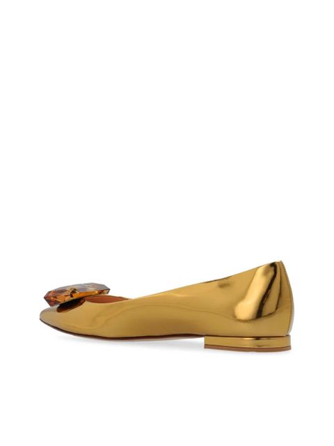 Gianvito Rossi 10mm gem-emebellished ballerinas - Gold