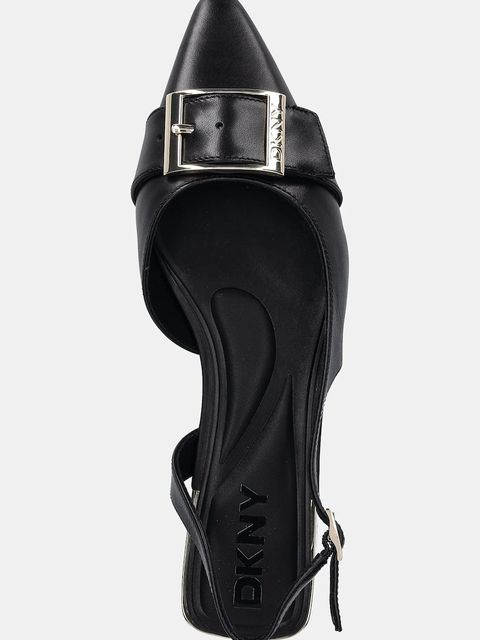 Dkny baleriny skórzane Clemma kolor czarny z odkrytą piętą K3590639