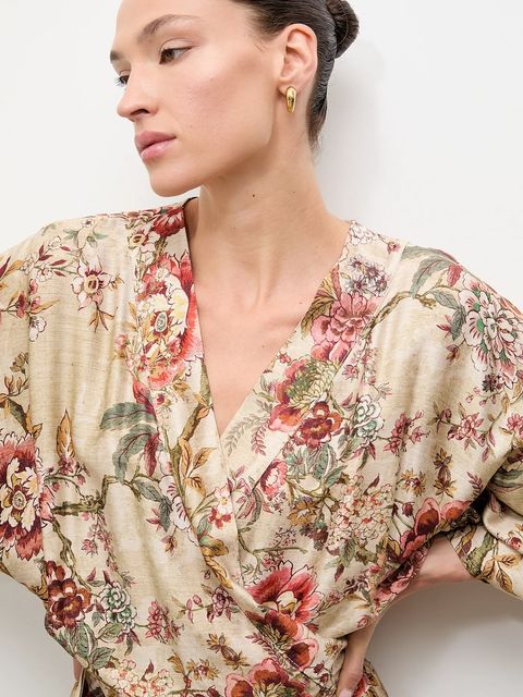 Answear.LAB bluzka damska kolor beżowy wzorzysta