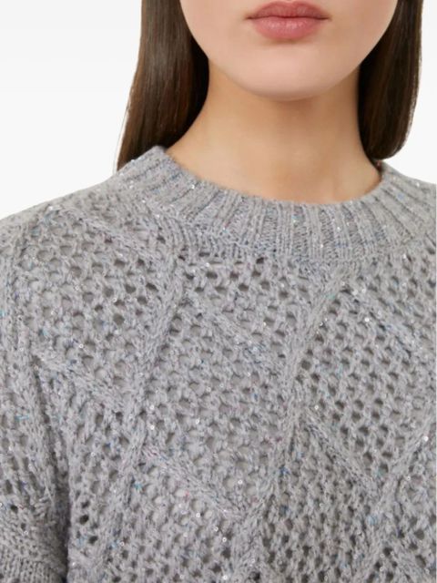 Max Mara sequin-embellished diamond-pattern sweater - Grey