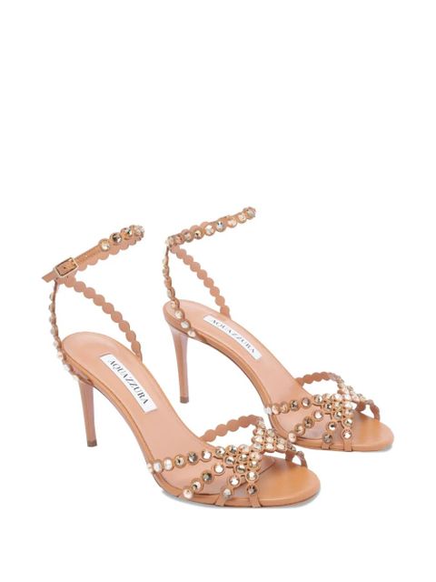 Aquazzura 85mm leather heeled sandals - Brown
