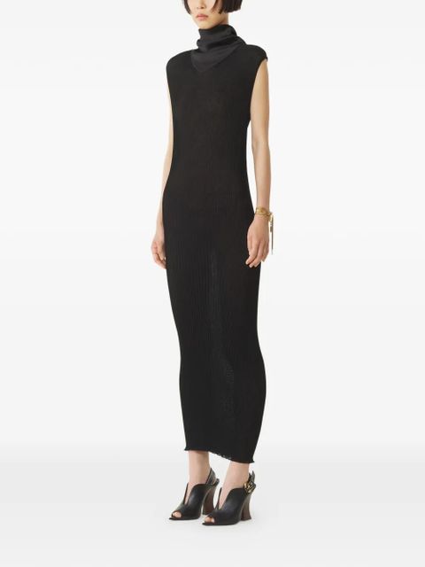 Lanvin ribbed scarf-neck midi dress - Black